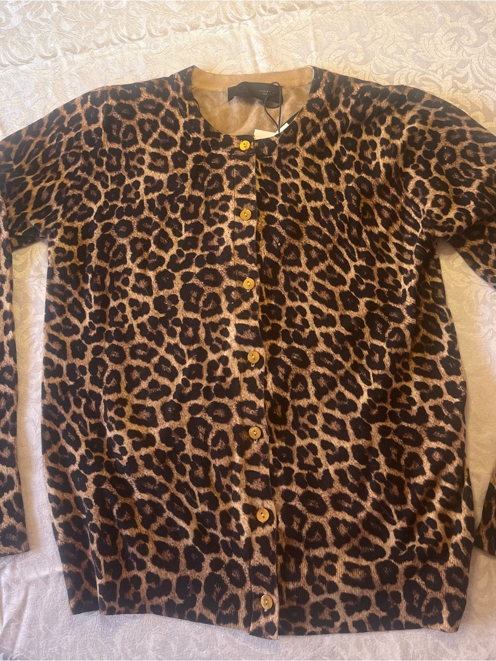 Zara Leopard Print Button-Front Cardigan - Brown/Black